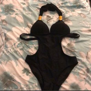 Black one piece swim suit
